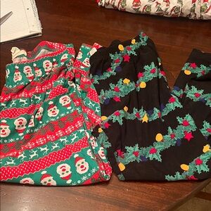 Festive Christmas legging/ pajamas Pants Set of two